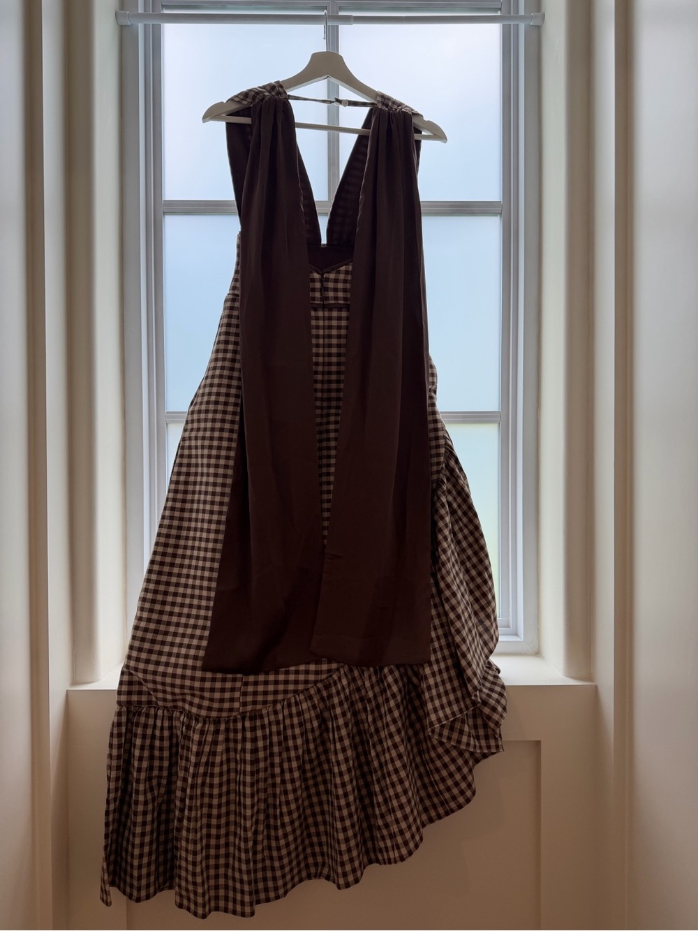 Couple Gwendolyn Asymmetrical Gingham Dress - Brown - Picture 6 of 10